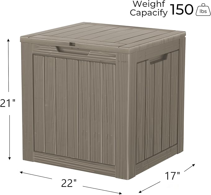 Outdoor Storage Deck Box Waterproof,35 Gallon Lockable Patio Package Delivery Bin as Seat, Resin Storage Container Bench for Furniture Cushions, Pool Accessories, Garden Tools, Grey