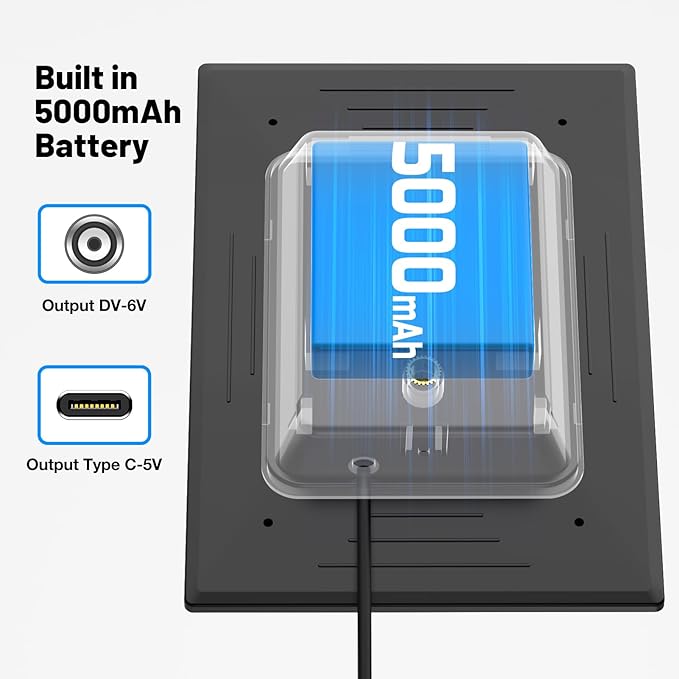 Trail Camera Solar Panel, Built-in 5000mAh Rechargeable Battery Solar Panel for Trail Camera- Type C/5V DC/6V for Continuous Charging of Hunting Cameras, IP66 Waterproof Solar Charger for Outdoor Use