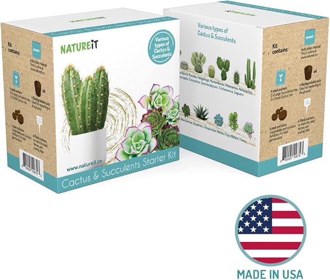 Cactus & Succulents Seed Starter Kit. Everything Needed to Grow an Amazing Assortment of Cactus & Succulents. Perfect for Plant Lovers and Gardener mom. Unusual Housewarming Gift