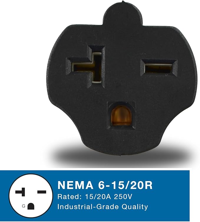 Conntek 30125 L6-20P to 6-15/20R Plug Adapter, 20 Amps 250 Volt , Black