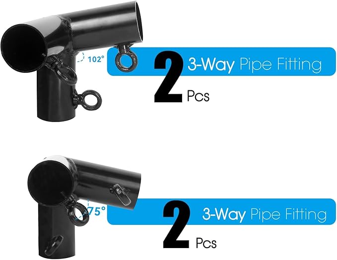 Aoneky 1-3/8 Inch Slant Roof Corner Canopy Fitting Kit, Heavy Duty Metal Frame Connector for DIY Canopy Carport Shed Gazebo Greenhouse, 4 6 8 10 Leg Options (4 Leg Kit)