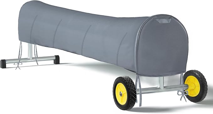 16FT Pool Solar Reel Cover, 600D Oxford, 9-Strap Windproof UV Storage Cover | Protects pool solar reel from UV, rain & dust; reduces outdoor wear; easy one-person setup with adjustable strap system