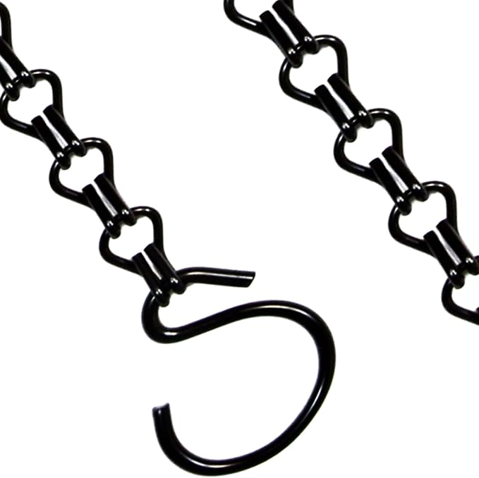 2Packs 26inch 90lbs Black Heavy Duty Metal Hooks Hanging Chains Hangers for Garden, Balcony, Yard, Kitchen, for Hanging Plant Pots,Planters,Bird Feeder,Lanterns, Billboard Etc.