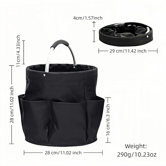 Foldable Storage Basket, Black Oxford Fabric Multi-Pocket Collapsible Basket with Handles:Portable Picnic,Beach,Garden Harvest,Market Shopping Basket,Home Storage,Bathroom Organizer Travel