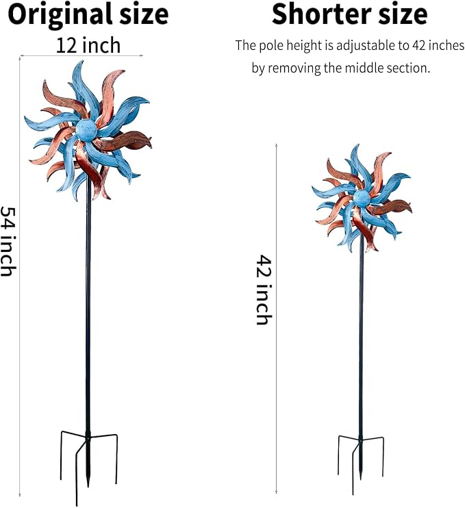 360° Wind Spinners Outdoor Metal Wind Sculpture Willow Leaf with Stake for Yard Garden Patio Lawn Decor