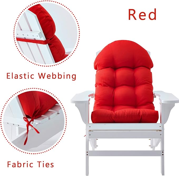 Enipate Weather Resistant Cushions for Adirondack Chair High Back Rocking Chair Cushion Indoor Outdoor Patio Tufted Lounge Cushion Seat Pads