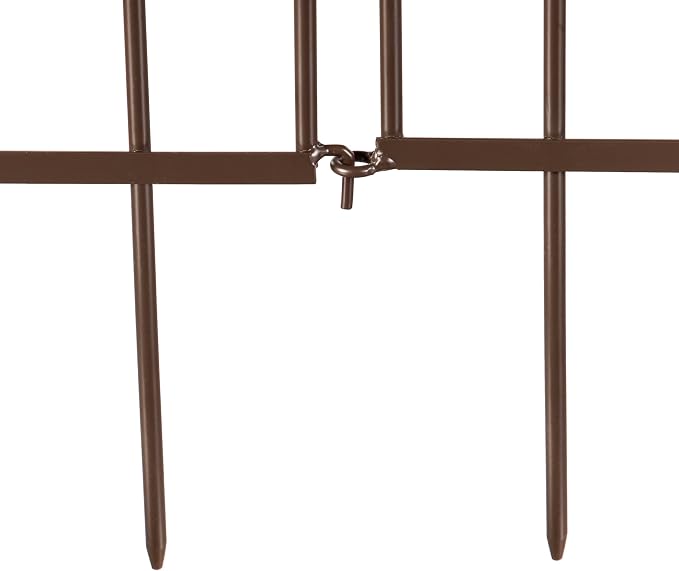 Evergreen Iron Garden Fence Edging 10" Tall Above Ground, 7.5 feet Long for Flower Bed, Yards, Lawn | Decorative Edging | Rustproof Gunmetal Finish | Decorative Fencing