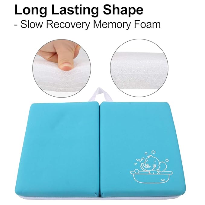 Bath Kneeler Pad - 1.5inch Thick Kneeling Mat for Baby Bath Time, Garden Work, Exercise - Detachable and Foldable Baby Bath Tub Padding for Parents- Blue
