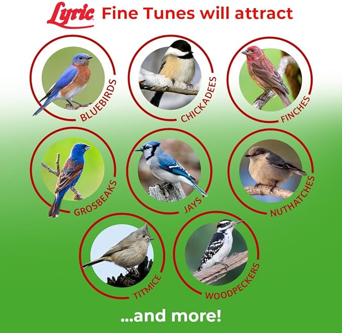 Lyric Fine Tunes Wild Bird Seed Mix - No Waste Bird Food Mix - Attracts Bluebirds, Finches, Chickadees & More - Seed for Outside Feeders - 15 lb Bag