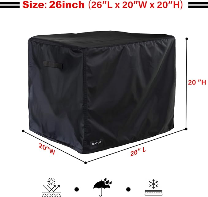 Outdoor Generator Cover 26x20x20 Inches, 600D Heavy-Duty Oxford Fabric, Dustproof and Waterproof Protection for Generators, Suitable for Most 3000-5000W Generators.Black