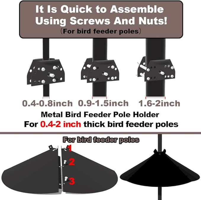 19 Inch Metal Squirrel Baffle，Adjustable Opening Size Squirrel Baffle for Up to 4x4 Wide Wooden Post,Squirrel Baffle for Bird Feeders Without Removing Bird Feeder Poles Or Shepherd's Hooks.