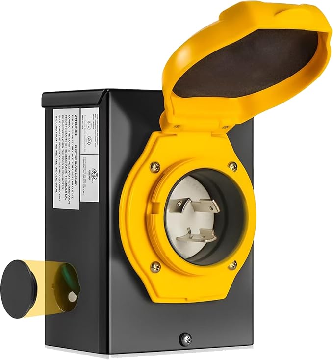 30 Amp Generator Power Inlet Box,NEMA L5-30P,125V, 3750 Watts, Power Inlet Box for 3 Prong Generator Cord, Generator Transfer Switch with Power Indicator Pre-Drilled, ETL Listed