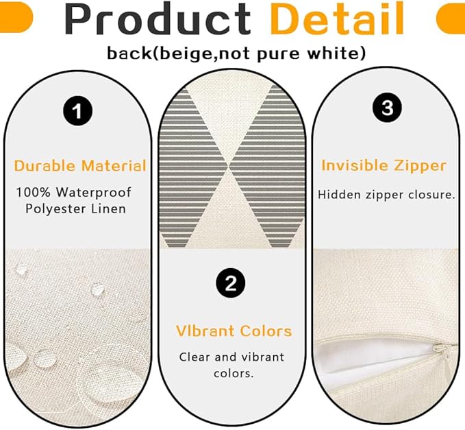 RABUSOFA Outdoor Pillows Covers 12x20 inch Waterproof,Grey and Beige Boho Lumbar Throw Cushion Case Set of 4 for Patio Furniture for Couch Sunbrella(Grey and Beige, 20" x 12" (Pack of 4))