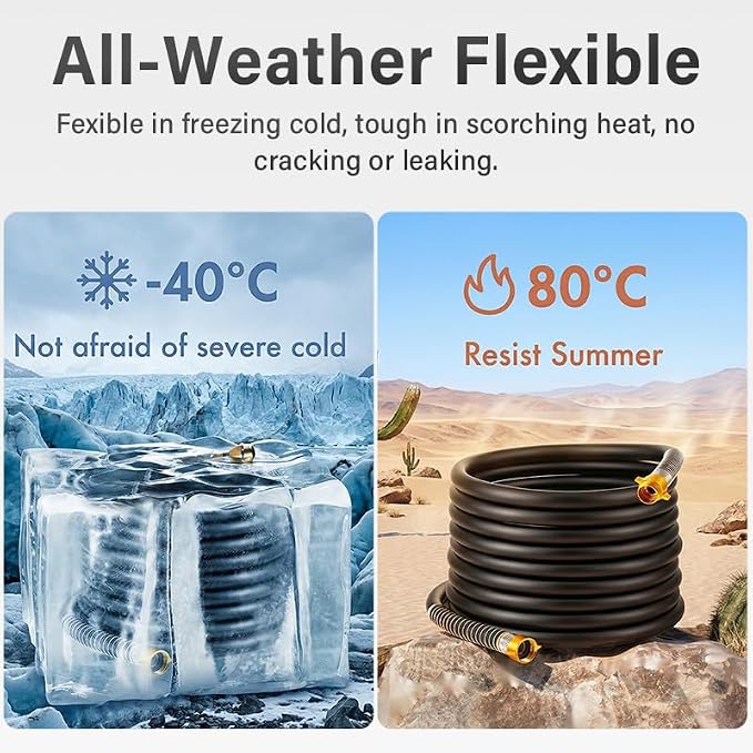 Garden Hose 5/8" x 100ft 4-Layer Heavy Duty Hose with 800 PSI Burst Pressure – Kink Resistant Flexible All-Weather Outdoor Hose for Yard Car Wash Pets Black