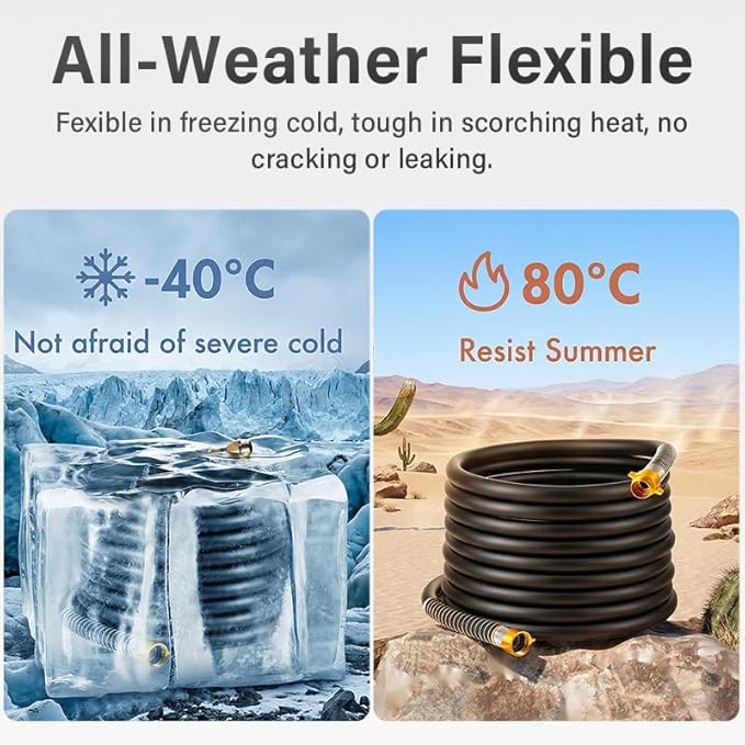 Garden Hose 5/8" x 75ft 4-Layer Heavy Duty Hose with 800 PSI Burst Pressure – Kink Resistant Flexible All-Weather Outdoor Hose for Yard Car Wash Pets Black