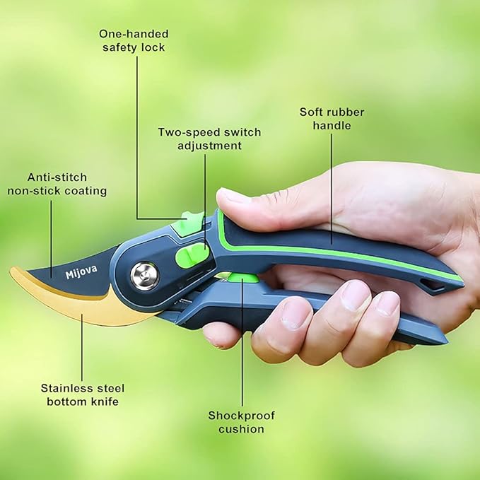 Professional Garden Shears & Clippers – Sharp Pruning Shears for Flowers, Twigs, Roses, Grape Vines, Trees & Bonsai | Heavy-Duty Hand Scissors, Secateurs & Trimmers | Perfect Gardening Gift (green)
