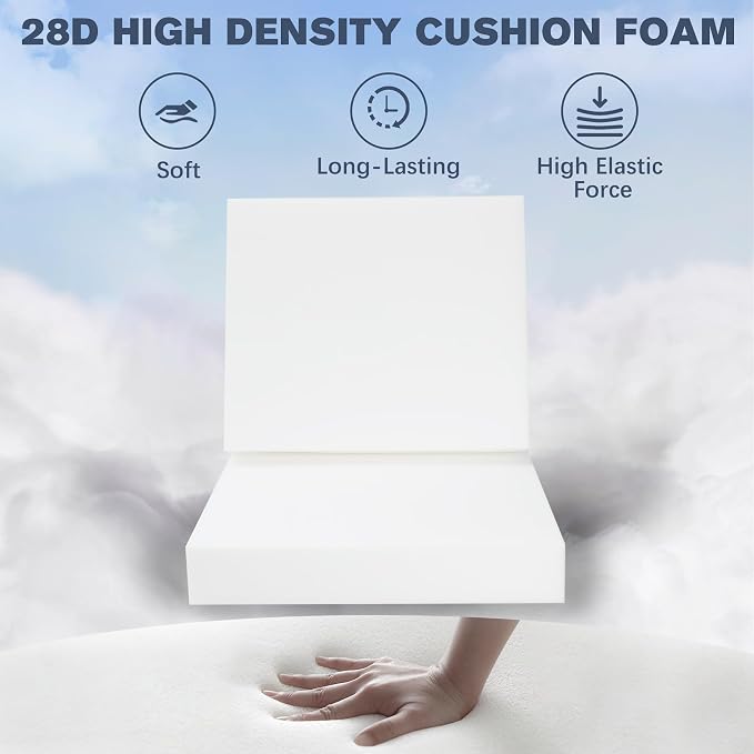 Favoyard Outdoor Deep Seat Cushion Set, 22 x 22 Inch Rainproof & 3-Year Fade Resistant Patio Furniture Cushions, Removable Seat Bottom & Back Cushion covers with Ties for Chair, Sofa, Couch, Dark Grey