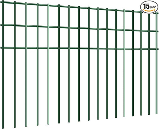 15 Pack Animal Barrier Fence, Green No-Dig Underground Pet Dog Fence 23.5'' X 15'', Outdoor Small Garden Dog Digging Under Fence Gap Barrier,Decorative Garden Fence for Outdoor Garden Yard Patio