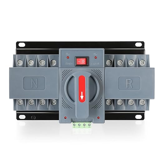 63Amp 220V AC Dual Power Automatic Transfer Switch, ATS 4P Manual Changeover Electrical Switch, Solar Back Up Power Auto Selector Overvoltage, Undervoltage 50/60Hz CE Certified