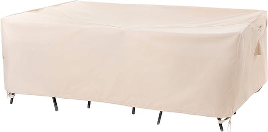 F&J Outdoors Patio Furniture Covers, Waterproof Anti-UV for Table and Chairs Set, Beige, 108"x82"