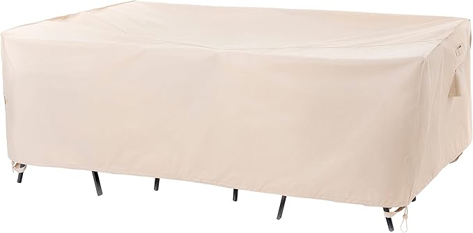 F&J Outdoors Patio Furniture Covers, Waterproof Anti-UV for Table and Chairs Set, Beige, 102"x74"
