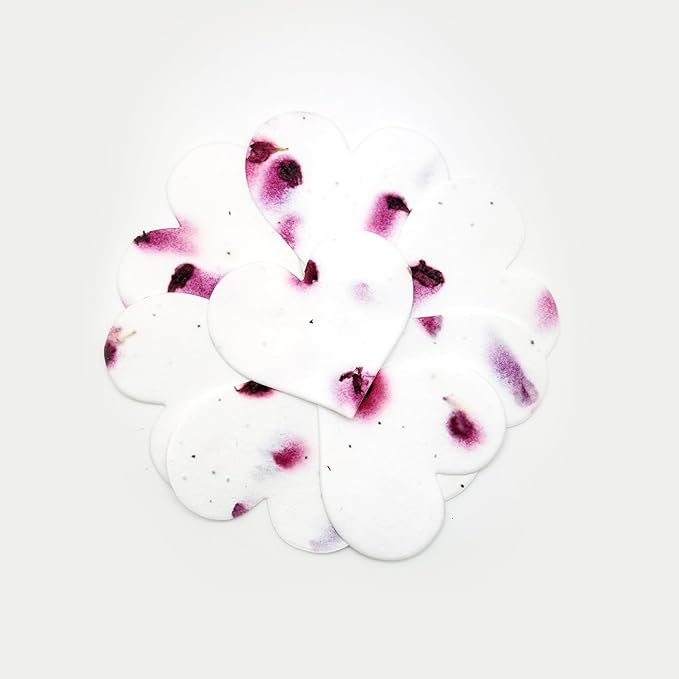 50pcs Large Magenta Heart Seed Paper – Writable & Plantable Wildflower, Mom's Gift for Mother’s Day, Use for Wedding, Baby Shower, Heart Party Favors & Easter Decorations