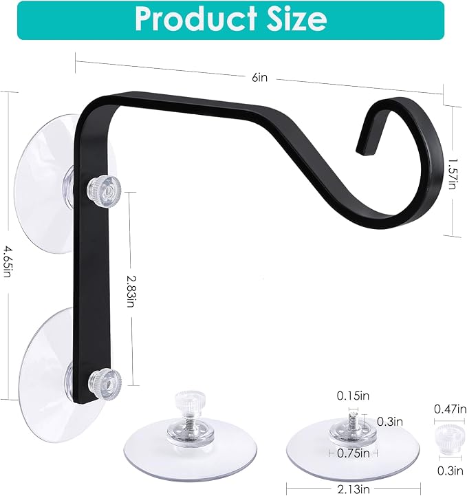 Heavy-Duty Window Suction Cup with Hanger, Window Mounted Wildlife, Hummingbird, Bird Feeders, Decorative Birdhouses, Wind Chimes & Plants, Strong Load-Bearing Hanging Hook (4)