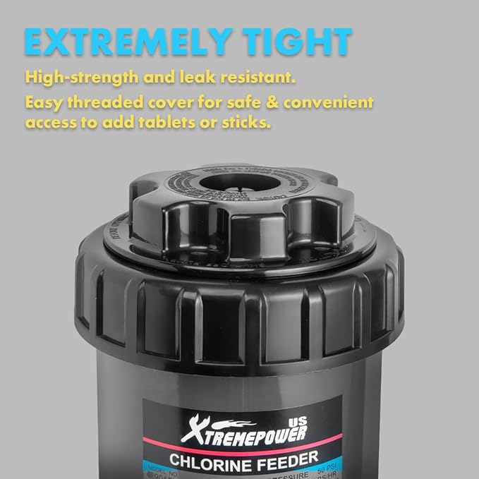XtremepowerUS Automatic Chlorinator Feeder for Above Ground Pools & In-Ground Swimming Pools Off-Line Chlorine Tablets Bromine Dispenser Holds 9LBS Includes Installation Kit