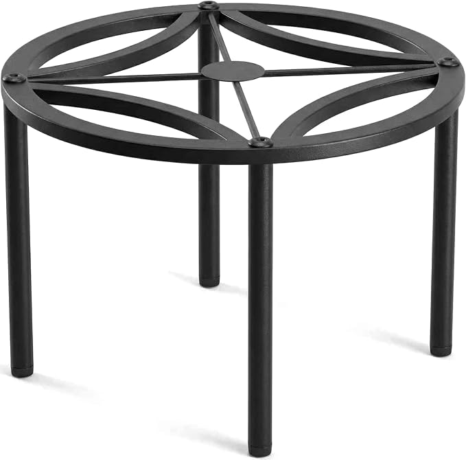 TOSKING Heavy Duty Metal Plant Stand – 120 lbs Capacity, 10.2" Modern Geometric Pattern Round Stand for Medium to Large Pots, 4 Adjustable Feet & Rustproof, Indoor/Outdoor, Black (10.2" D x 7.9" H)