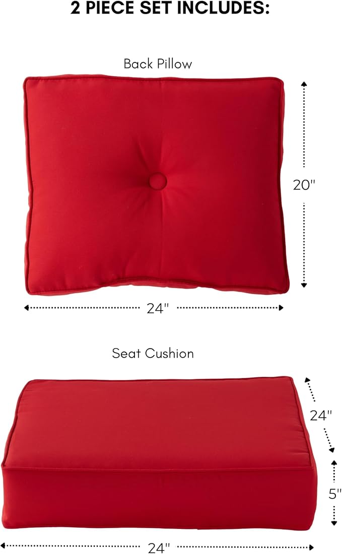 Greendale Home Fashions Outdoor 2-Piece Sunbrella Premium Deep Seat Cushion Set, Canvas Jockey Red