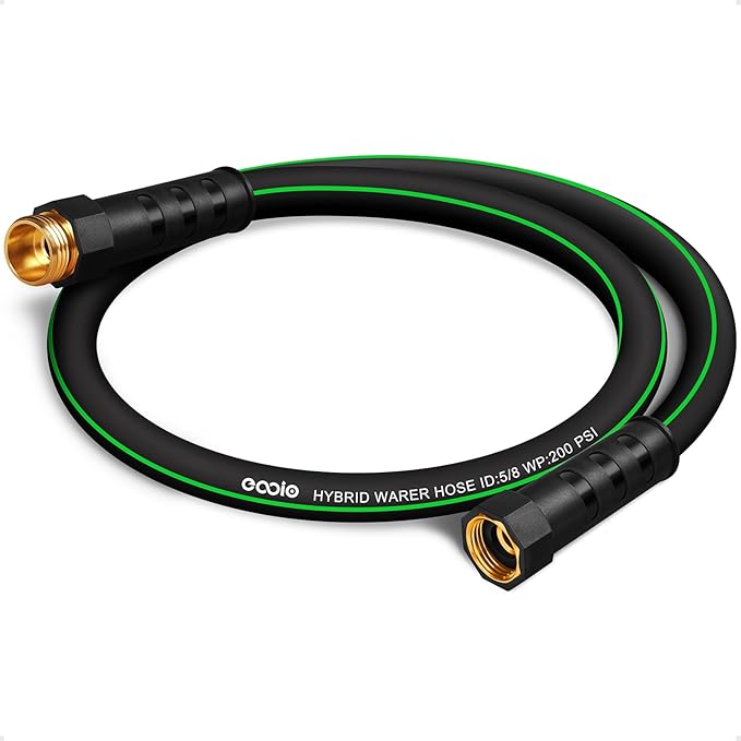 Short Garden Hose 3 feet, NON-EXPANDABLE Flexible Water Hose, Kink Resistant Lightweight Hybrid Hose, Leakproof Hose Male to Female Fittings
