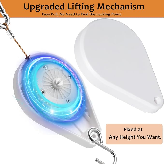 2026 Upgraded Retractable Plant Hanger,Plant Pulleys for Hanging Plants,Easy to Raise and Lower,Quick Lock,Heavy Duty, Adjustable Hook for Garden Baskets Pots,Birds Feeder,(6Pcs,White)