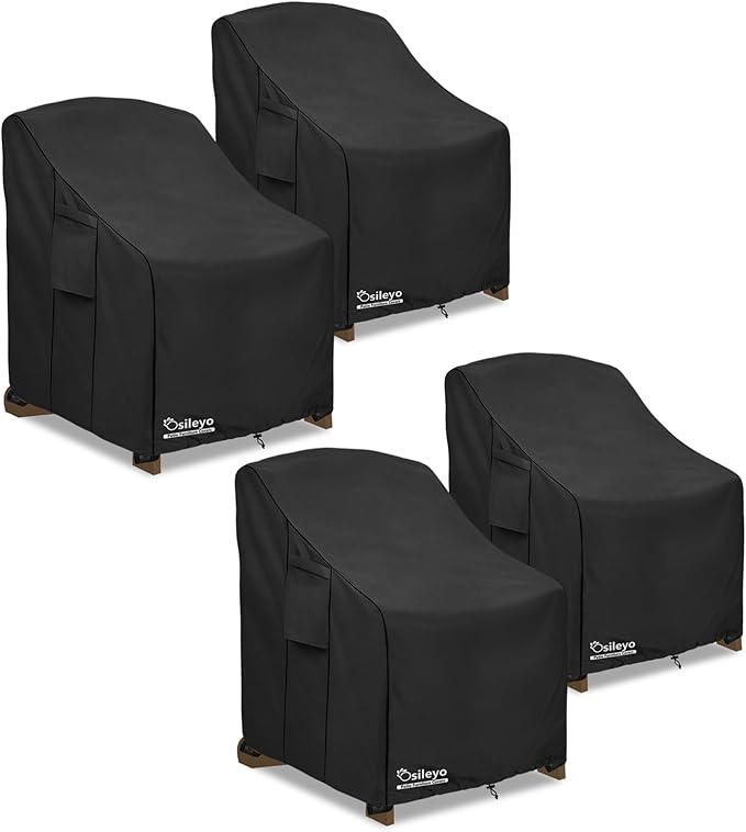 Patio Chair Cover 32W x 35D x 36H inches,Waterproof Heavy Duty Outdoor Furniture Covers for Patio Adirondack Chair 4 Pack（Black）