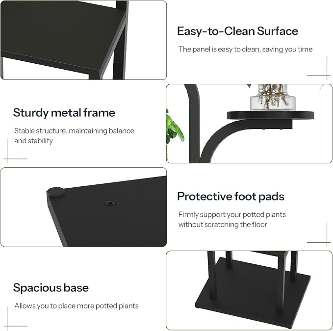HOOBRO Plant Stand Indoor with Grow Lights, 47.2" Tall Metal Plant Shelf, 7 Tiered Corner Plant Stand for Indoor Plants, Plant Rack for Living Room Bedroom Balcony, Black BB09DHJ01