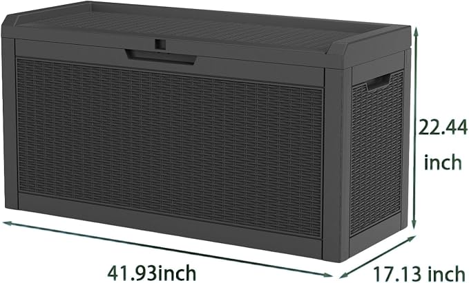 60 Gallon Deck Box, Waterproof Resin Outdoor Storage Box Lockable for Patio Furniture, Fade Resistant Patio Side Table & Organizer for Garden Tools, Pool Floats, Outdoor Cushions, Black
