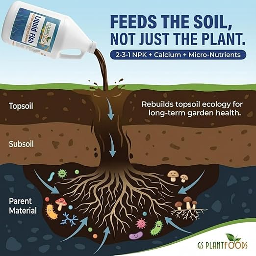 GS Plant Foods Liquid Fish Fertilizer - Organic Material Review Institute Listed (275 Gallons) – Natural Hydrolyzed Fish Fertilizer for Gardens, Lawns & Container Growing