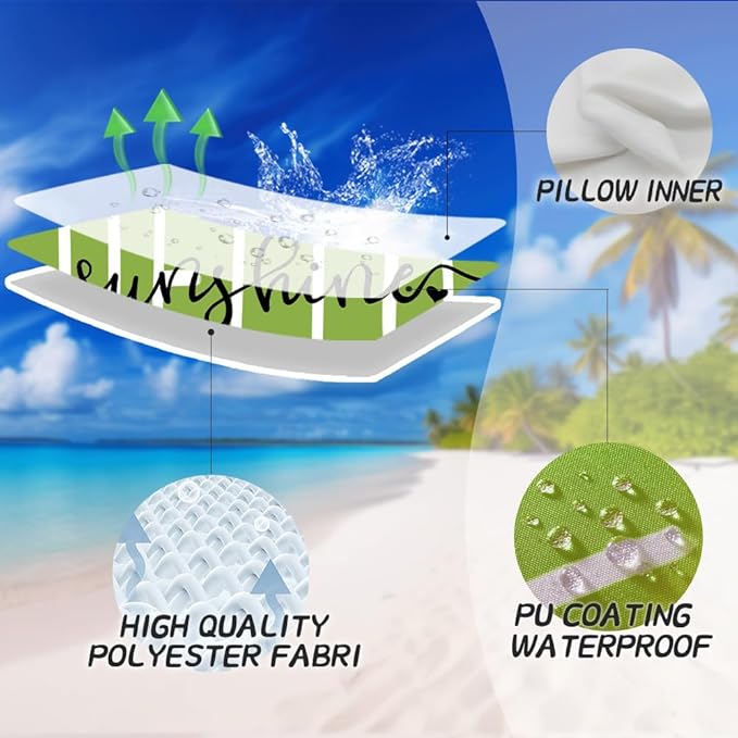 DFXSZ Outdoor Pillow Covers 20x20 Inch Set of 2 Hello Sunshine Decor Grass Green Waterproof Throw Pillow Covers Summer Outdoor Pillow Covers Decor for Patio Funiture Garden Sofa Couch 020E20