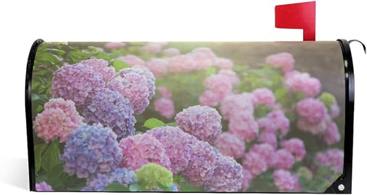 ZZKKO Magnetic Mailbox Covers Colorful Hydrangea Letter Box Cover Colorful Painting Garden Outdoor Decorations,20.8x18 Inch Standard Size,Multicolor