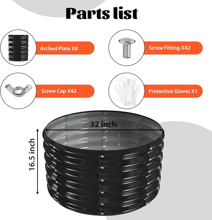 YSEJOMP 32 Inch Round Galvanized Fire Pit Ring/Fire Ring - Foldable and Perfect for Outdoor Gatherings and Campfires in The Yard/Garden/Park/Beach (Black+Gray, 2.7 FT Diameter+1.5 FT Tall)
