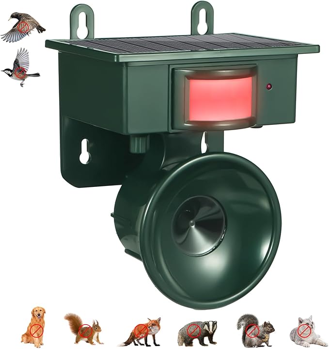 2026 New Solar Ultrasonic Bird Repellent Devices Bird Repeller Outdoor Motion Activated Bird Deterrents for Outside Pigeon Repellent Woodpecker Goose Deterrent for Rooftops Balconies Porch Patio