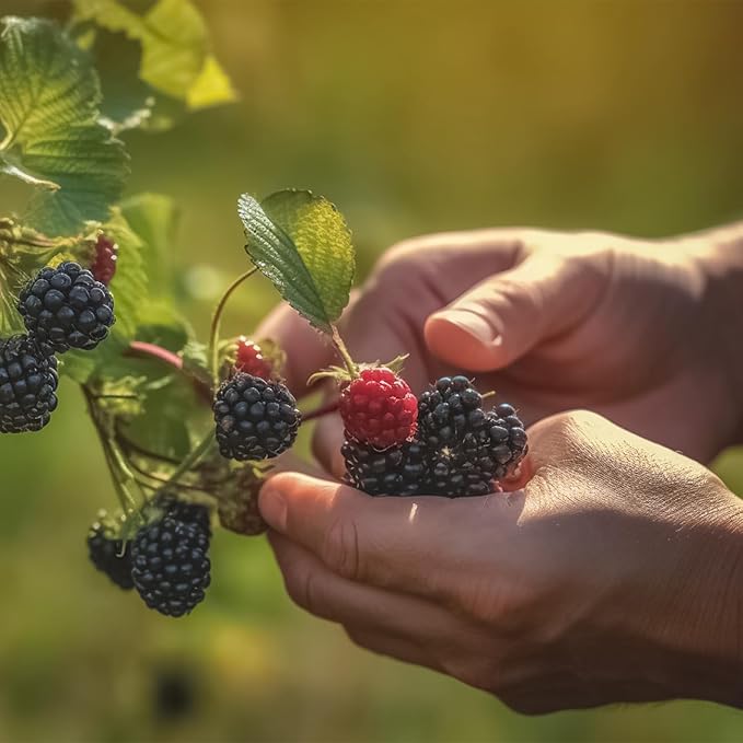 Prime-Ark Traveler Thornless BlackBerry in 1 Gallon Grower's Pot | Large Delicious Berries During Summer | Easy to Manage Garden Bushes