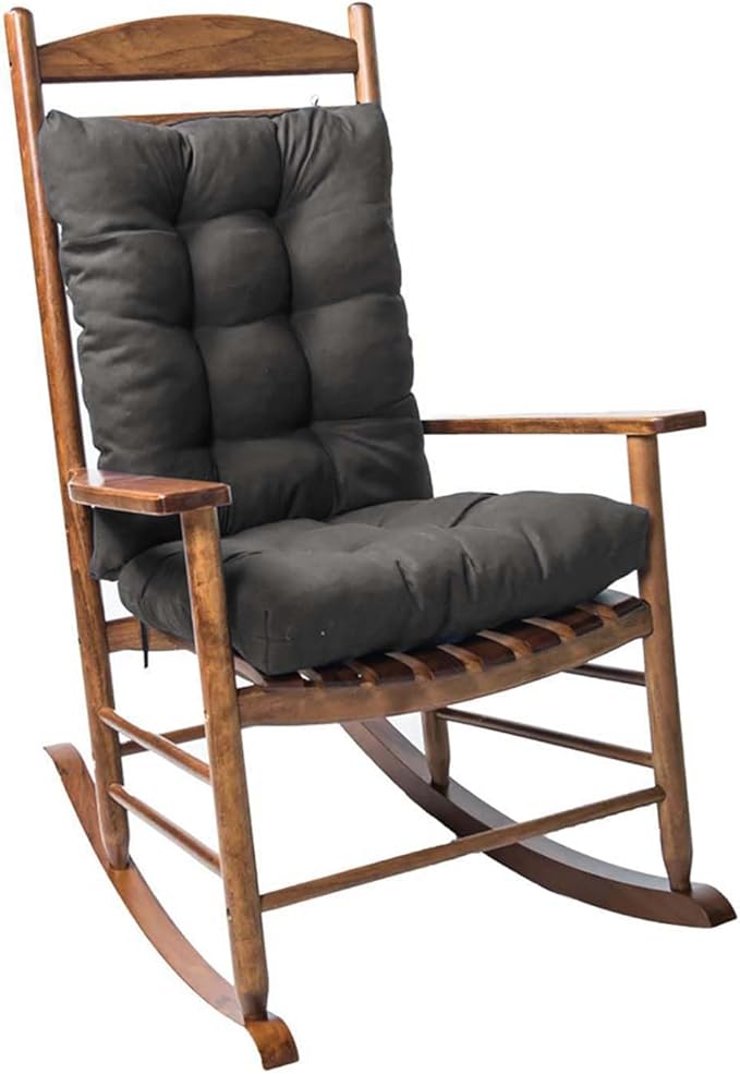 Dark Grey Rocking Chair Cushion Indoor Outdoor High Back Seat Pad Soft Chair Cushion for Patio Porch Garden Kitchen Office