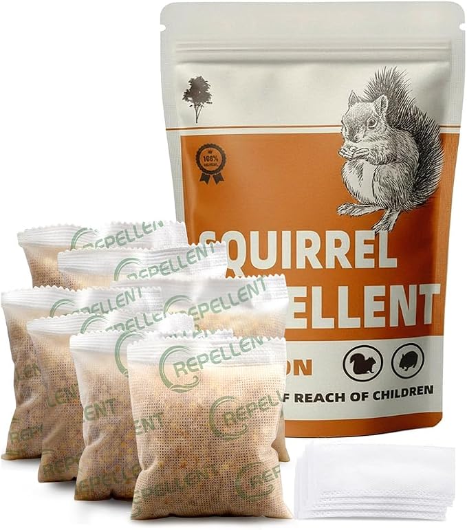 Squirrel Repellent Outdoor Garden, Chipmunk Repellent Outdoor, Squirrel Away, Ideal for Gardens, attics, 7Packs