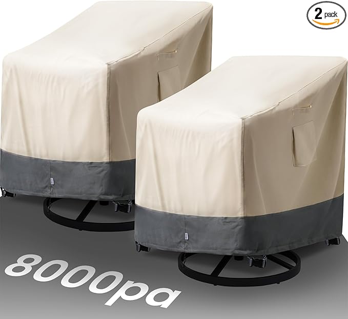 Extra Heavy Duty Patio Rocking Chair Covers Waterproof - 2 Pack Patio Furniture Seat Covers for Outdoor Swivel/ Rocking Chair, with Air Vents, 28" W x 33" D x 38.5" H