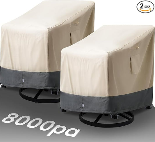 Extra Heavy Duty Patio Rocking Chair Covers Waterproof - 2 Pack Patio Furniture Seat Covers for Outdoor Swivel/ Rocking Chair, with Air Vents, 28" W x 33" D x 38.5" H