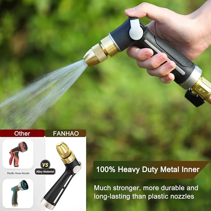 FANHAO Heavy Duty Fireman's Hose Nozzle+High Pressure Garden Hose Nozzle