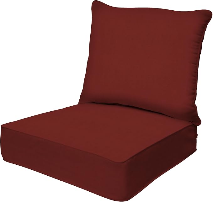 Honeycomb Outdoor Heritage Deep Seat, 24 x 23, Textured Solid Henna Chair Cushion with Removable Cover, for Patio Furniture