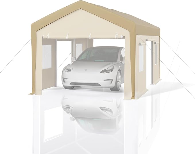 Heavy Duty Carport Replacement Canopy Cover – Waterproof, UV & Wind Resistant PE Tarp – Fits 13x20 ft, 200G – Yellow, Top Cover Only (Frame Not Included)