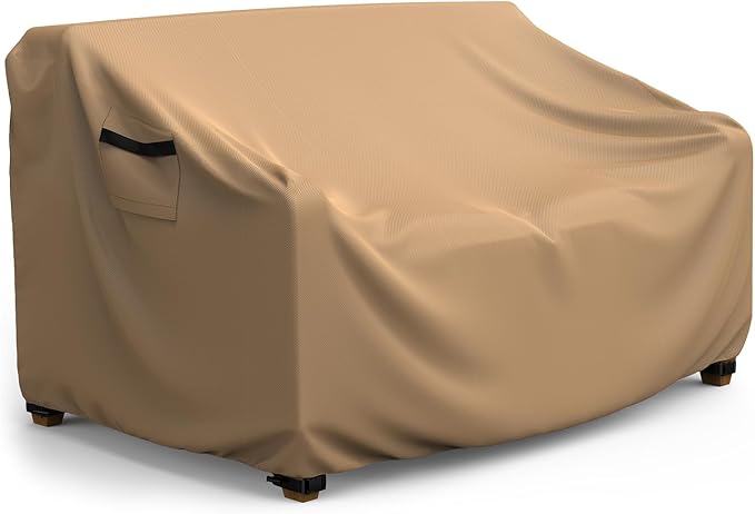 Patio Sofa Cover Waterproof - Heavy Duty 3-Seater Outdoor Couch Cover, Patio Furniture Covers with Air Vent and Handles, 78"L ×42" D×32" H, Brown