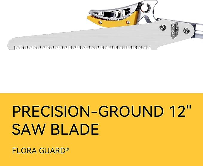 FLORA GUARD Extendable Tree Pruner 4.6-10ft, Telescoping Pole Pruner & Pole Saw with Cut & Hold Fruit Picker, Lightweight Long Reach Branch Trimmer for High Trees